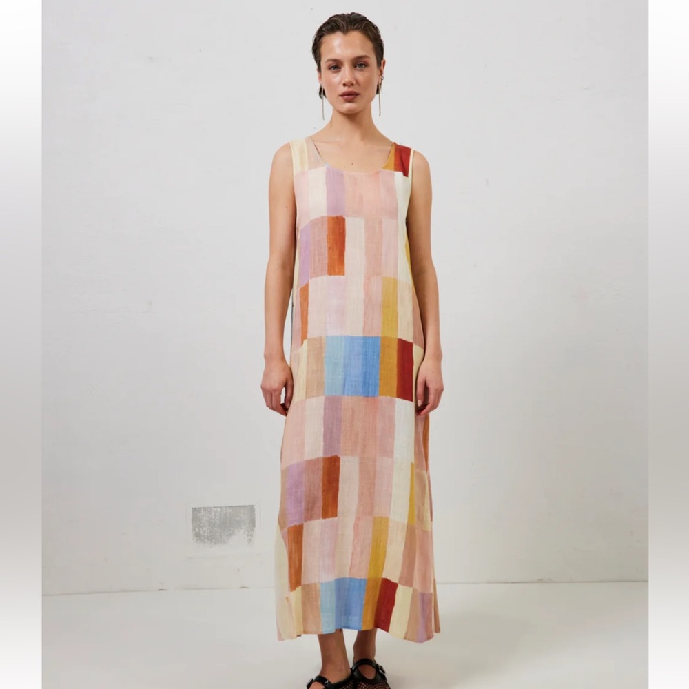 NWT VRG GRL CATE SMOCK MAXI DRESS PATCHWORK